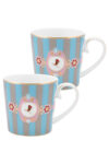 Pip Studio Love Birds 150ml Kupa Small Mug Mavi Haki Çizgili (2 ADET)