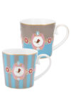 Pip Studio Love Birds 150ml Kupa Small Mug Mavi Haki Çizgili Madalyon (2 ADET)