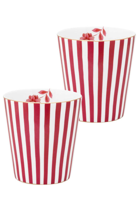 Pip Studio Royal Stripes 230ml Kupa Medium Mug Kırmızı Çizgili (2 ADET)