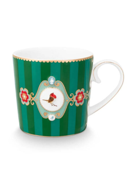 Pip Studio Love Birds 150ml Kupa Small Mug Zümrüt Yeşil Çizgili