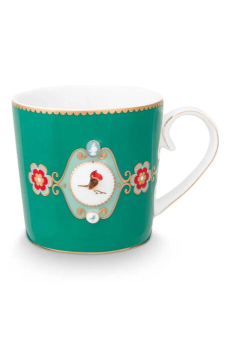 Pip Studio Love Birds 150ml Kupa Small Mug Yeşil Madalyon Düz Renk