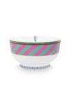 Pip Studio Chique Stripes 20,5cm Kase XLarge Salata Kasesi Pembe Yeşil Çizgili 1 ADET
