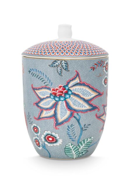Pip Studio Flower Festival Kavanoz 1,5 litre Küp Baharatlık Saklama Kutusu Mavi