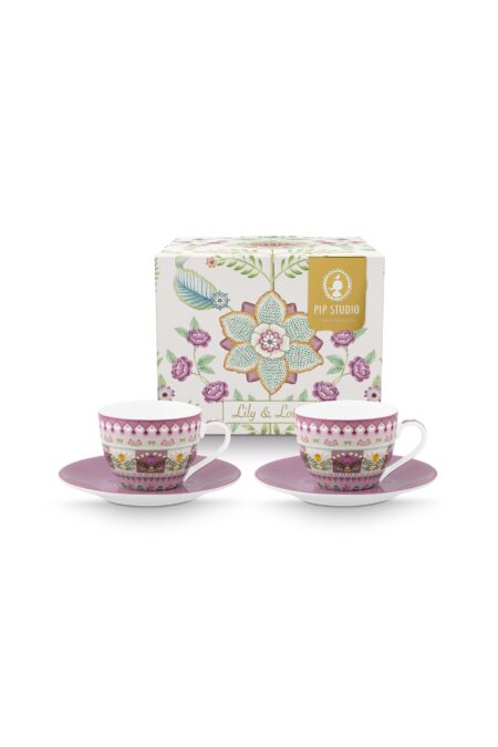 Pip Studio Lily & Lotus Türk Kahvesi Fincanı Pembe 120ml YENİ SERİ (2 Adet)