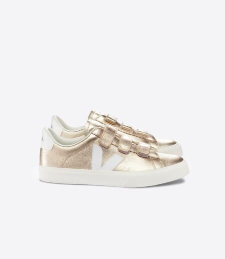 Veja Recife Logo Chromefree Unisex Deri Sneaker Gold