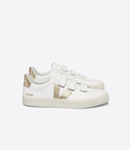 Veja Recife Logo Chromefree Unisex Deri Sneaker Beyaz Gold