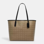 COACH City Tote Bag Kadın Kol Çantası Kanvas Haki Siyah Mikro Coach Baskılı