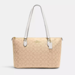 COACH Tote Bag Kadın Kol Çantası Kanvas Krem Haki Beyaz Coach Baskılı
