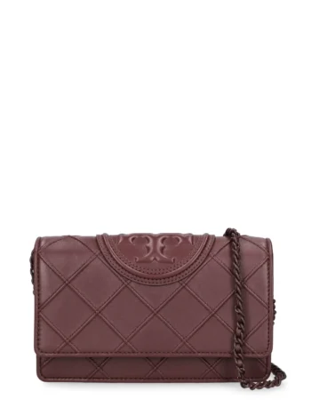 Tory Burch Fleming Mini Kadın Omuz Çantası Şarap Bordo Zincir Askılı