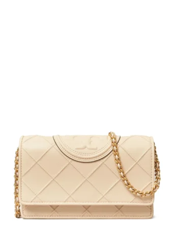 Tory Burch Fleming Mini Kadın Omuz Çantası Krem Zincir Askılı