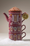 Anthropologie Lebkuchen Steingut Demlik Fincan 2 kişilik Set Bordo