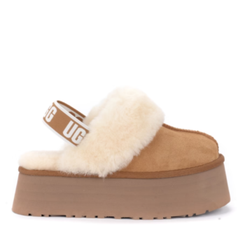UGG Funkette Kadın Terlik Yüksek Taban Kahverengi