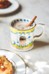 Anthropologie Lou Rota El Boyaması Mug Baykuş Desenli Sarı Renk 11 Oz Kupa 325ml