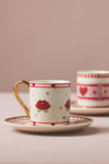 Anthropologie Bistro Türk Kahvesi Fincanı Valentine's Edition BISOUS Kırmızı Pembe