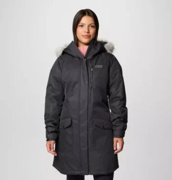 Columbia Suttle Mountain Uzun Mont Kadın Omni Heat Kuştüyü Ceket Kapüşonlu Siyah