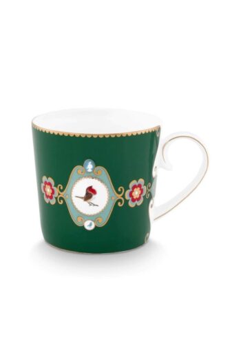 Pip Studio Love Birds 150ml Kupa Small Mug Koyu Yeşil Madalyon Düz Renk