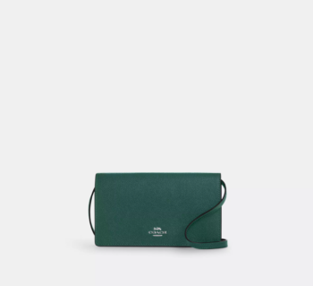 COACH Anna Clutch Crossbody Kadın Çantası Uzun Askılı Kanvas Yeşil