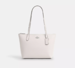 COACH Fiona Zip Tote Bag Kadın Kol Çantası Kanvas Beyaz