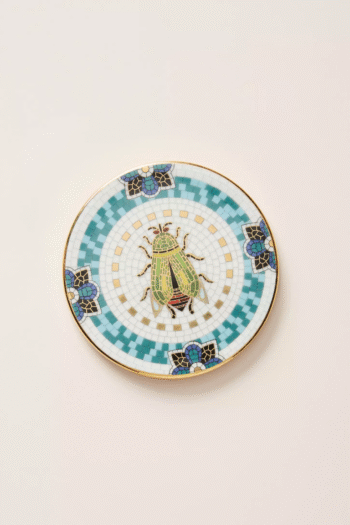 Anthropologie Bistro Bardak Altlığı Yeşil Arı Desenli