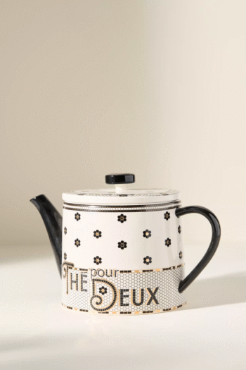 Anthropologie Bistro Porselen Demlik 950ml Siyah Beyaz
