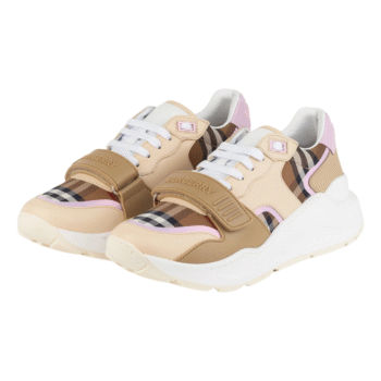 Burberry Ramsey Kadın Sneaker Soft Pembe Kahve Krem Check Detay Ayakkabı