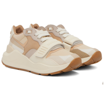 Burberry Ramsey Kadın Sneaker Soft Açık Kahve Krem Check Detay Ayakkabı