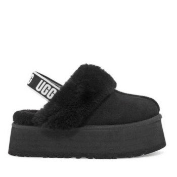 UGG Funkette Kadın Terlik Yüksek Taban Siyah