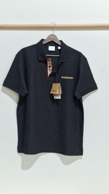 Burberry Erkek T-Shirt Polo Yaka Kısa Kol Siyah