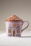 Anthropologie Lebkuchenhaus Kapaklı Mug Lila Kupa Steingut Fincan