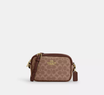COACH Mini Jamie Kadın Çantası Kanvas Kahverengi Camera Bag Coach Baskılı